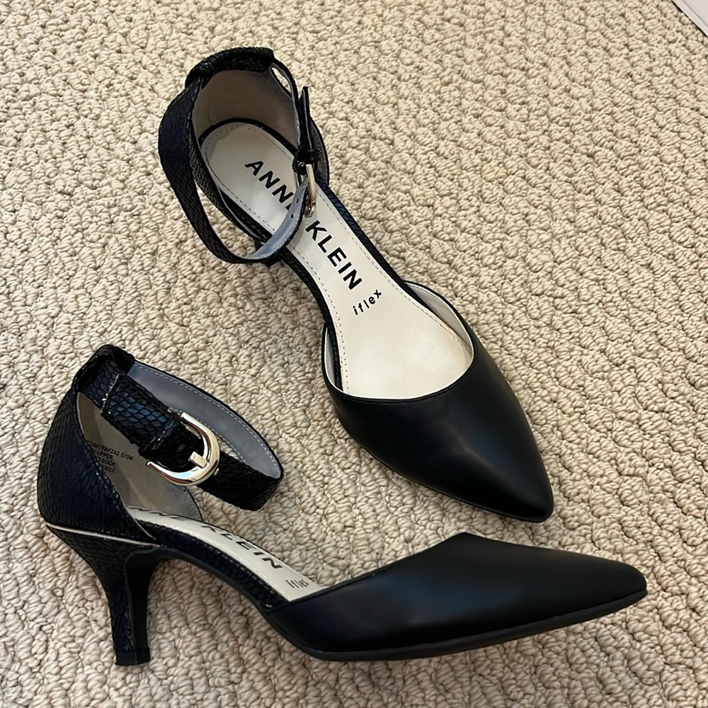 Black Kitten Heels with ankle strap